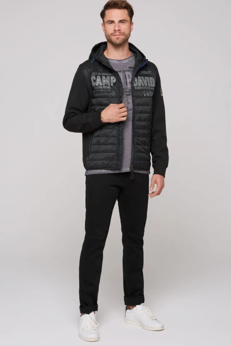 CAMP DAVID & SOCCX 2-in-1 Softshelljacke mit abtrennbaren Ärmeln / black Clearance