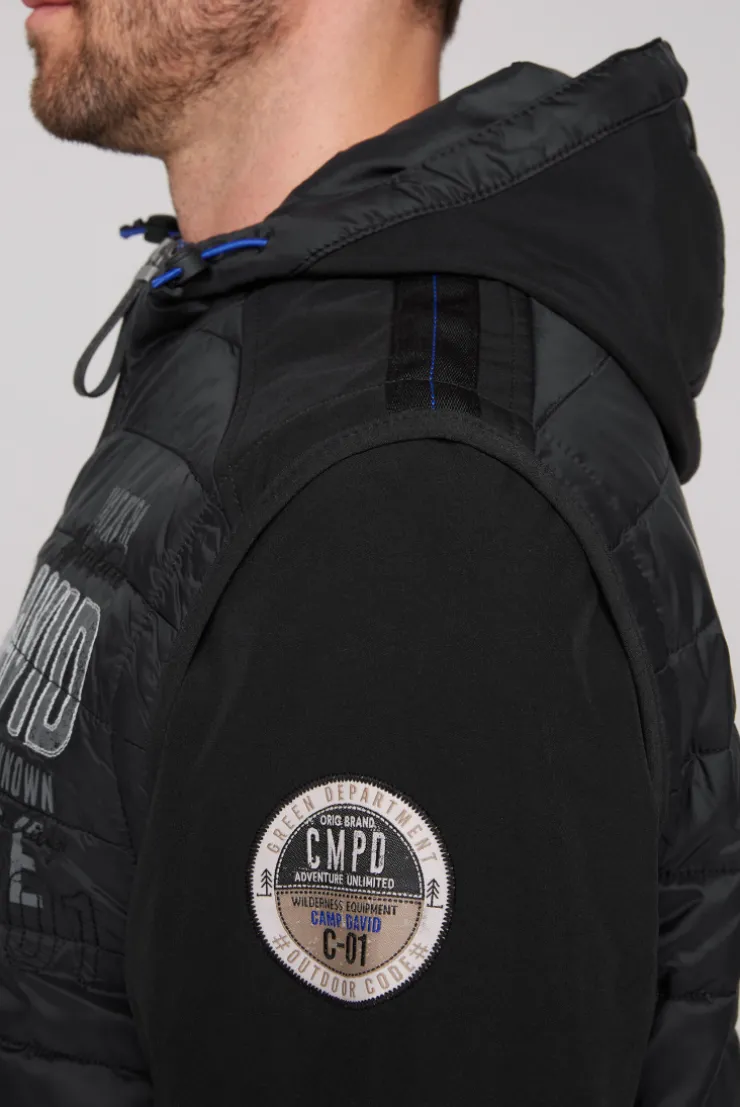 CAMP DAVID & SOCCX 2-in-1 Softshelljacke mit abtrennbaren Ärmeln / black Clearance