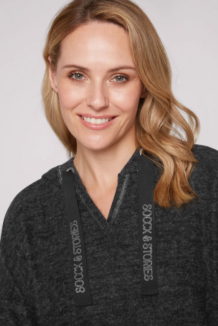 CAMP DAVID & SOCCX Kapuzenpullover aus Flauschstrick black Clearance