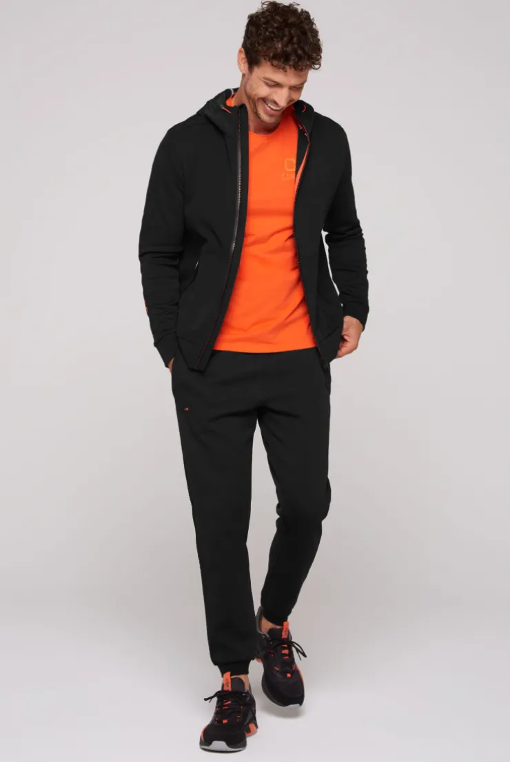 CAMP DAVID & SOCCX Kapuzensweatjacke im Materialmix mit Rubber Prints black Clearance