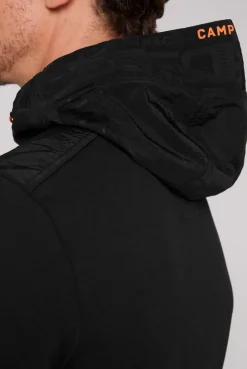 CAMP DAVID & SOCCX Kapuzensweatjacke im Materialmix mit Rubber Prints black Cheap