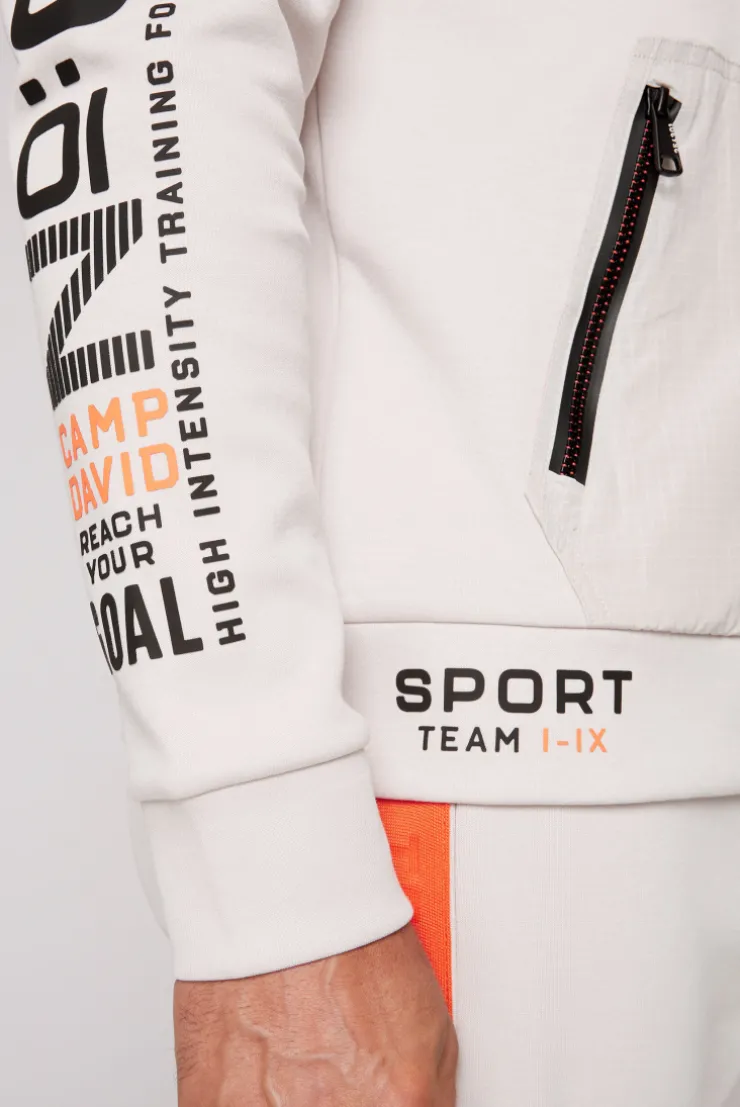 CAMP DAVID & SOCCX Kapuzensweatjacke im Materialmix mit Rubber Prints shell Sale