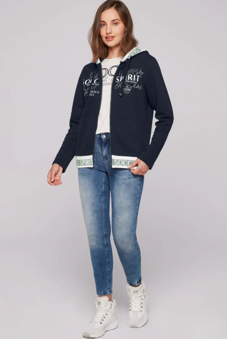 CAMP DAVID & SOCCX Kapuzensweatjacke mit Intarsia-Logo-Details blue navy bluenavy Hot