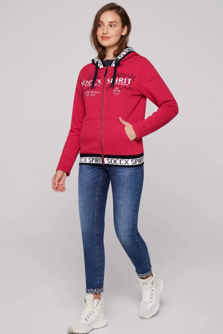 CAMP DAVID & SOCCX Kapuzensweatjacke mit Intarsia-Logo-Details clear red clearred Best Sale