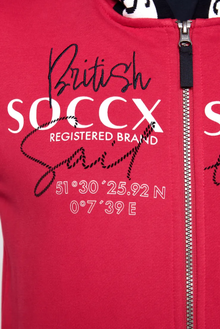 CAMP DAVID & SOCCX Kapuzensweatjacke mit Intarsia-Logo-Details clear red clearred Best Sale