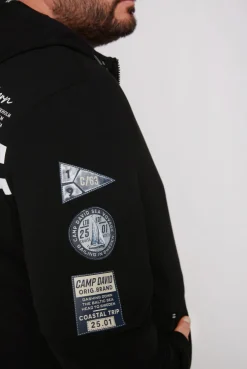 CAMP DAVID & SOCCX Kapuzensweatjacke mit Label-Applikationen black Outlet