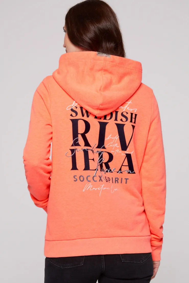 CAMP DAVID & SOCCX Kapuzensweatjacke mit Rückenprint neon orange neonorange Discount