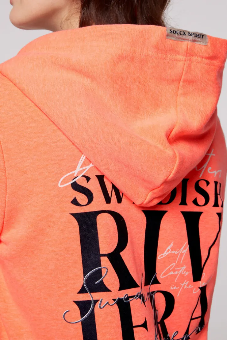 CAMP DAVID & SOCCX Kapuzensweatjacke mit Rückenprint neon orange neonorange Discount