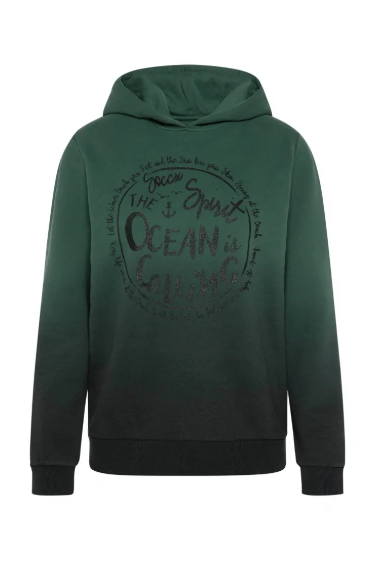 CAMP DAVID & SOCCX Kapuzensweatshirt Dip Dye mit Print dark green darkgreen Clearance