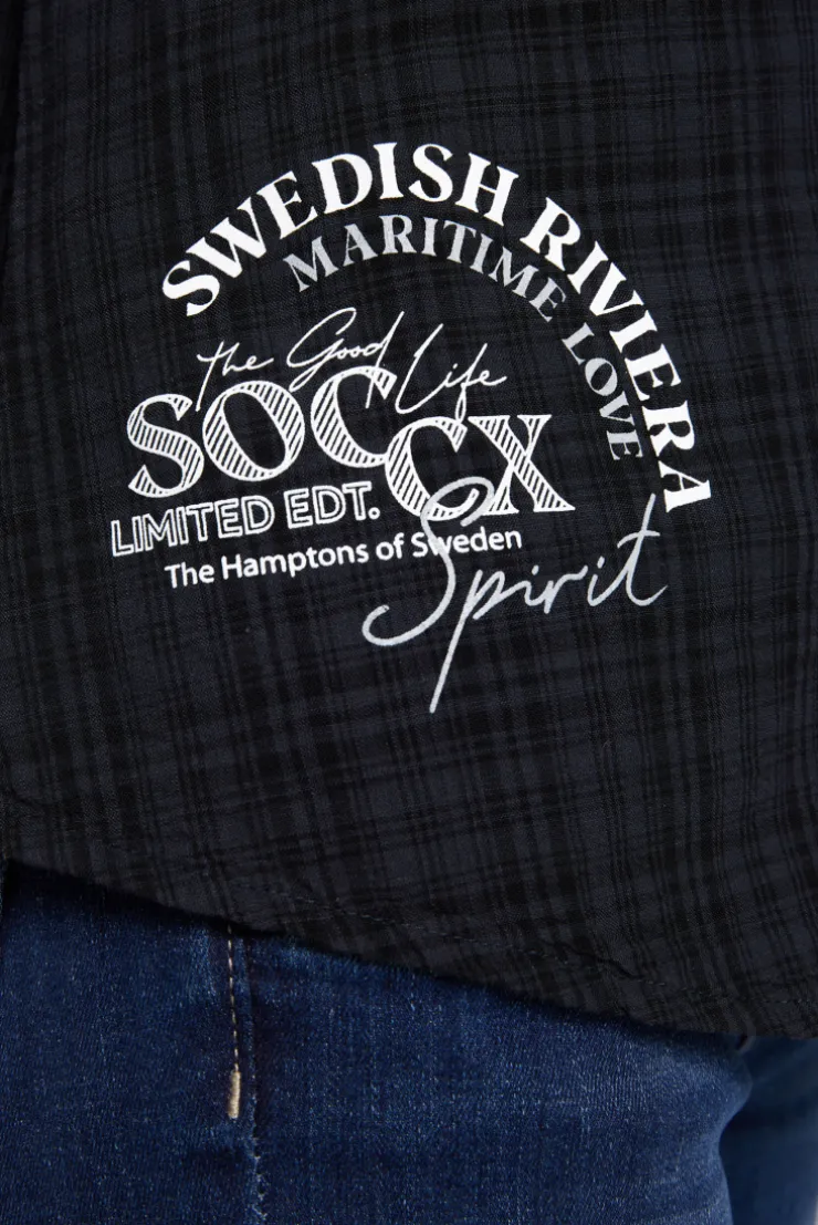 CAMP DAVID & SOCCX Karierte Langarmbluse mit Tunika-Ausschnitt blue navy bluenavy Best