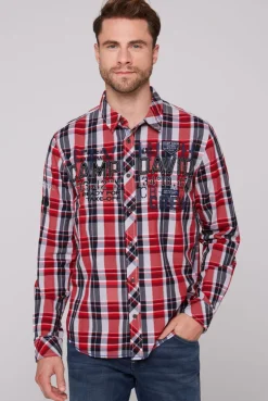 CAMP DAVID & SOCCX Karohemd mit Label-Applikationen flight red flightred Hot