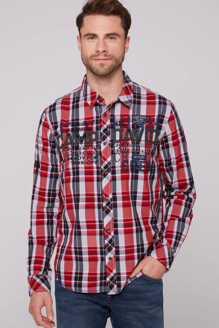CAMP DAVID & SOCCX Karohemd mit Label-Applikationen flight red flightred Hot