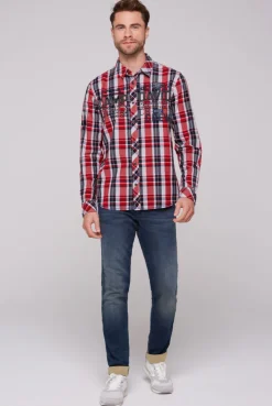 CAMP DAVID & SOCCX Karohemd mit Label-Applikationen flight red flightred Hot