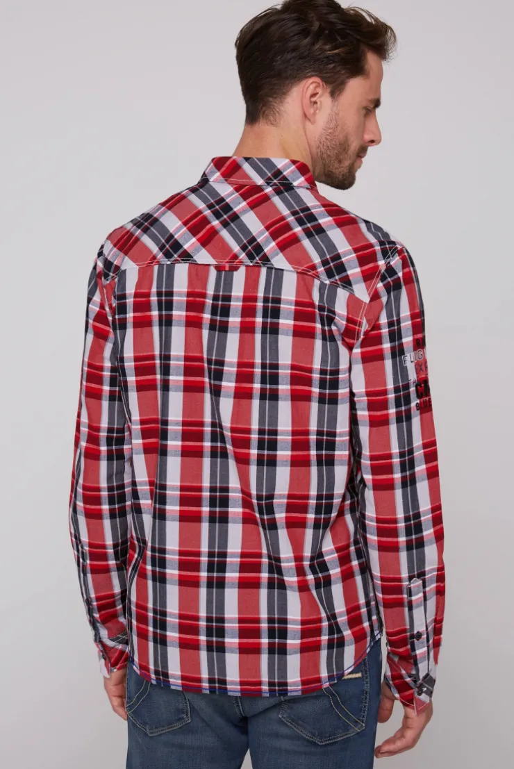 CAMP DAVID & SOCCX Karohemd mit Label-Applikationen flight red flightred Hot