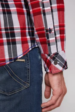 CAMP DAVID & SOCCX Karohemd mit Label-Applikationen flight red flightred Hot