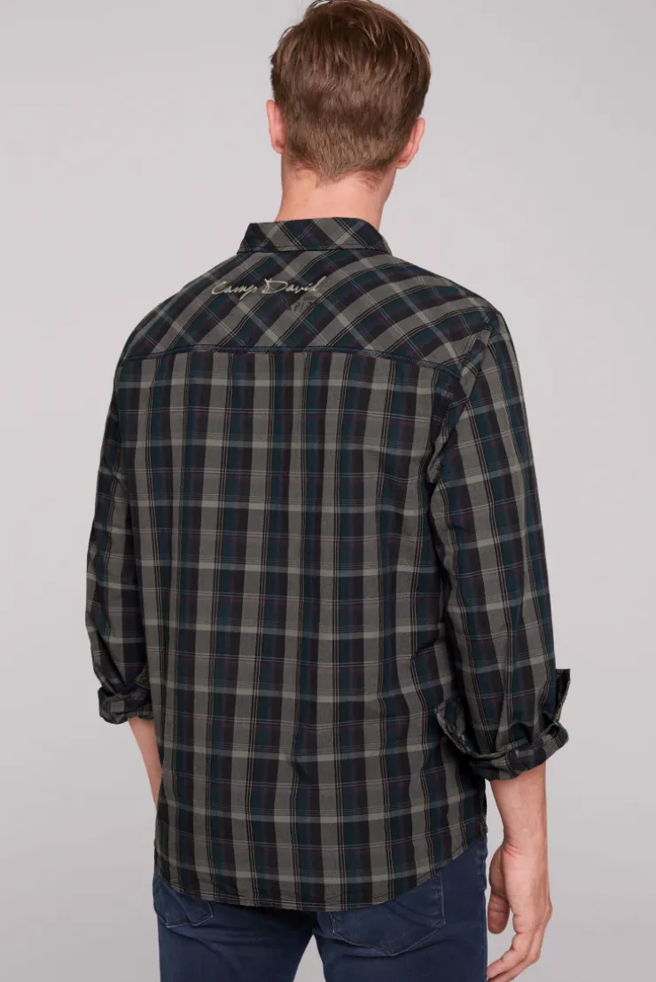 CAMP DAVID & SOCCX Karohemd mit Label-Applikationen black Cheap