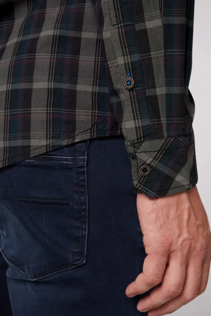 CAMP DAVID & SOCCX Karohemd mit Label-Applikationen black Cheap