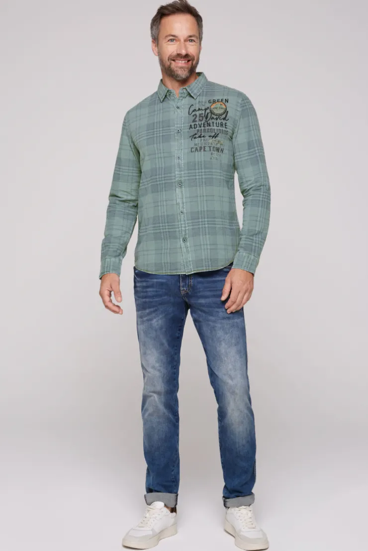 CAMP DAVID & SOCCX Karohemd mit Label-Applikationen teal Discount