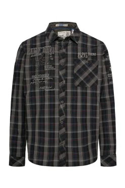 CAMP DAVID & SOCCX Karohemd mit Label-Applikationen black New