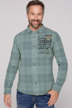 CAMP DAVID & SOCCX Karohemd mit Label-Applikationen teal Outlet