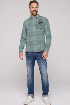 CAMP DAVID & SOCCX Karohemd mit Label-Applikationen teal Outlet