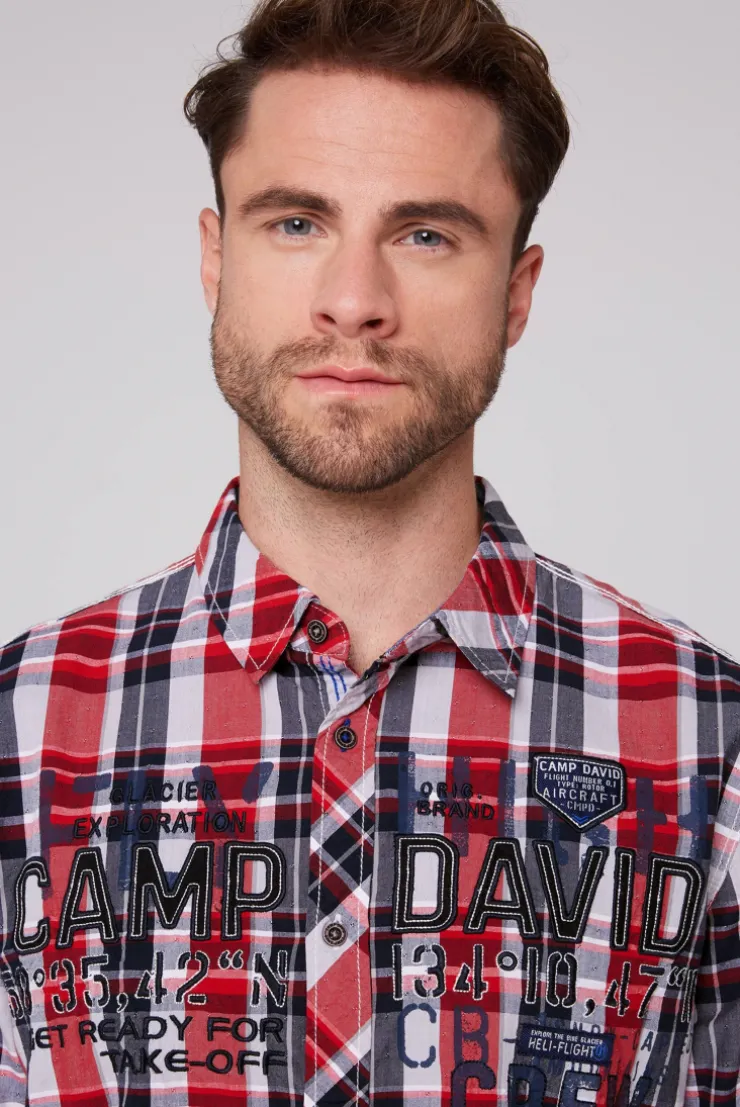 CAMP DAVID & SOCCX Karohemd mit Label-Applikationen flight red flightred Online