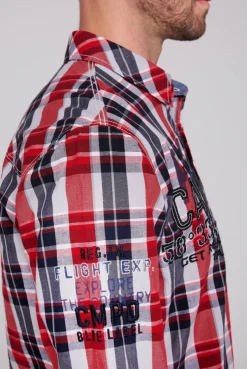 CAMP DAVID & SOCCX Karohemd mit Label-Applikationen flight red flightred Online