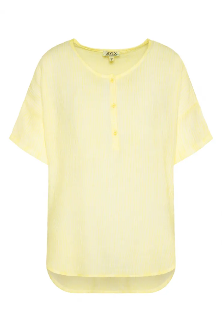 CAMP DAVID & SOCCX Kurzarmbluse mit Crèpe-Struktur faded yellow fadedyellow Cheap