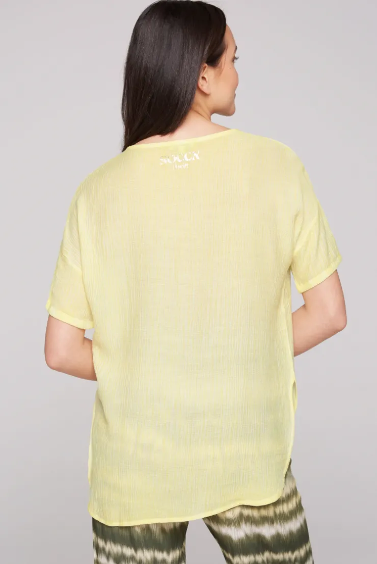 CAMP DAVID & SOCCX Kurzarmbluse mit Crèpe-Struktur faded yellow fadedyellow Cheap