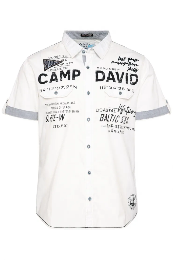 CAMP DAVID & SOCCX Kurzarmhemd mit Klappentaschen und Prints opticwhite Store