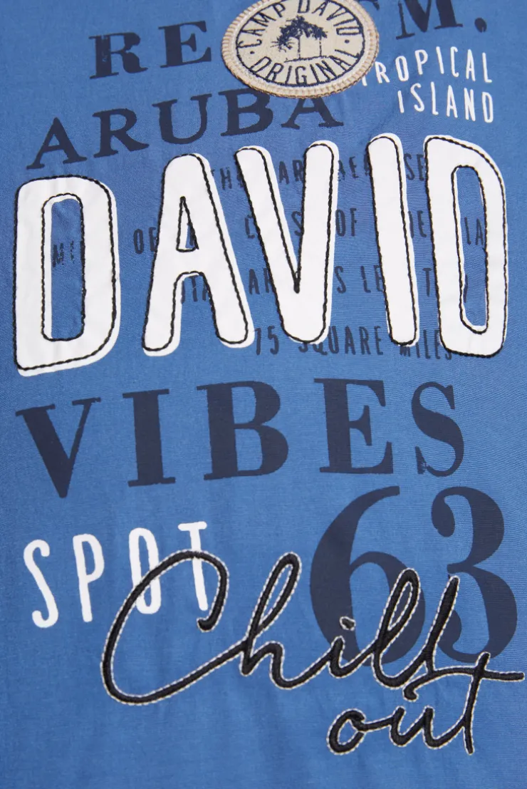 CAMP DAVID & SOCCX Kurzarmhemd mit Logo Print und Stickereien dutch blue | L dutchblue Hot