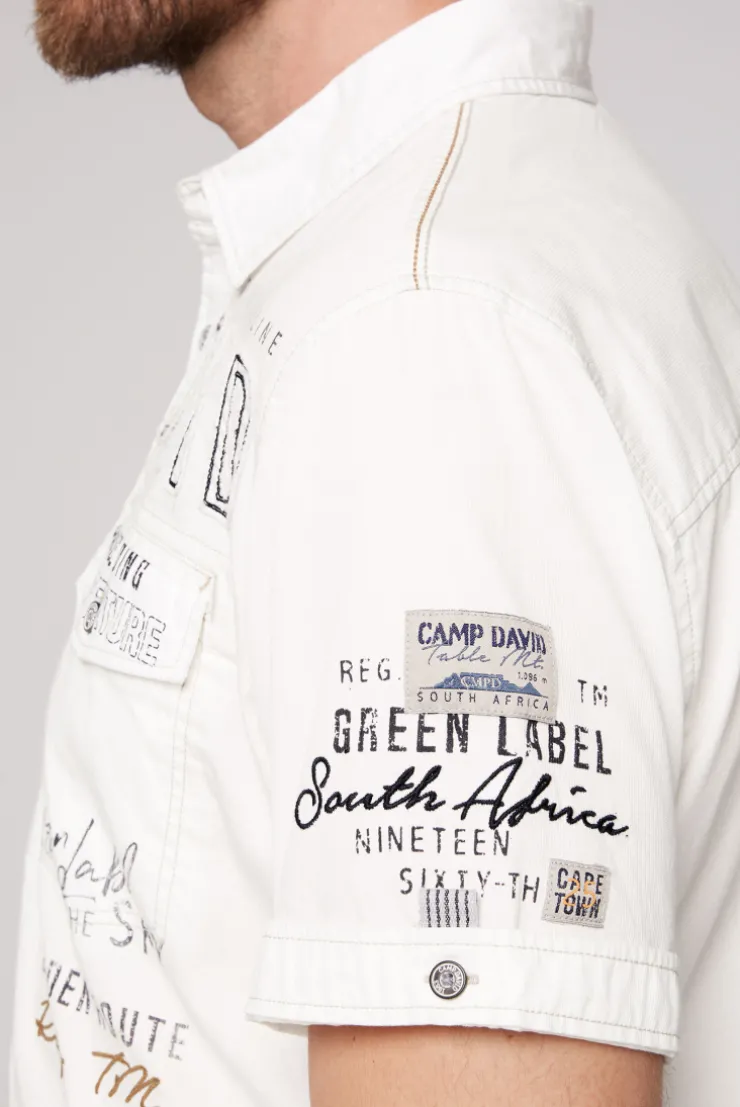 CAMP DAVID & SOCCX Kurzarmhemd mit Logo-Applikationen ivory Cheap