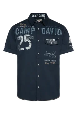 CAMP DAVID & SOCCX Kurzarmhemd mit Logo-Applikationen blue navy bluenavy Fashion