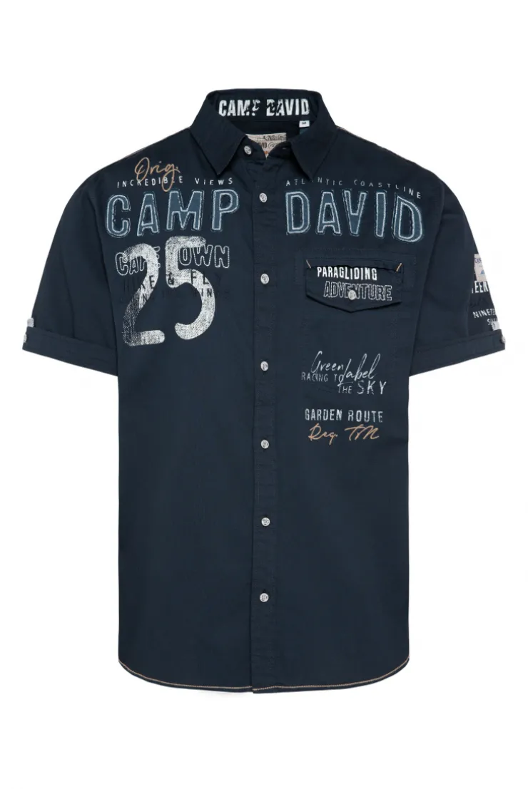 CAMP DAVID & SOCCX Kurzarmhemd mit Logo-Applikationen blue navy bluenavy Fashion