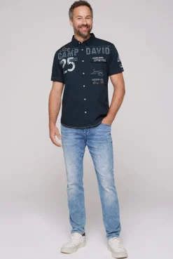 CAMP DAVID & SOCCX Kurzarmhemd mit Logo-Applikationen blue navy bluenavy Fashion