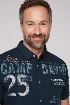 CAMP DAVID & SOCCX Kurzarmhemd mit Logo-Applikationen blue navy bluenavy Fashion