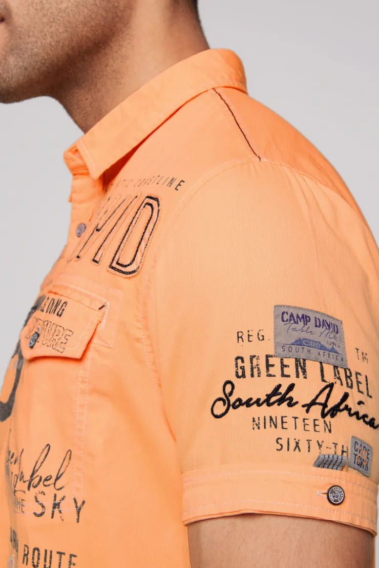 CAMP DAVID & SOCCX Kurzarmhemd mit Logo-Applikationen sunrise orange sunriseorange Flash Sale