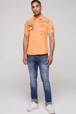 CAMP DAVID & SOCCX Kurzarmhemd mit Logo-Applikationen sunrise orange sunriseorange Clearance