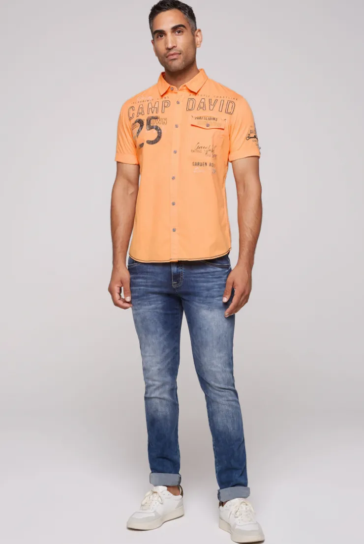 CAMP DAVID & SOCCX Kurzarmhemd mit Logo-Applikationen sunrise orange sunriseorange Clearance