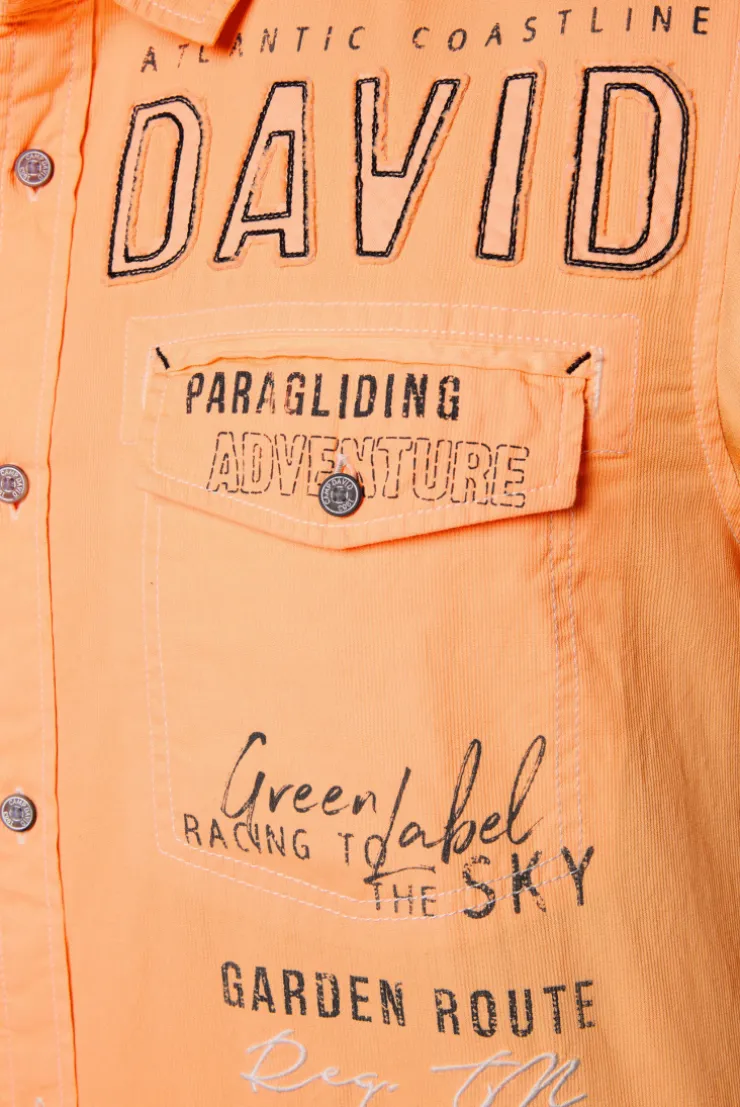 CAMP DAVID & SOCCX Kurzarmhemd mit Logo-Applikationen sunrise orange sunriseorange Clearance