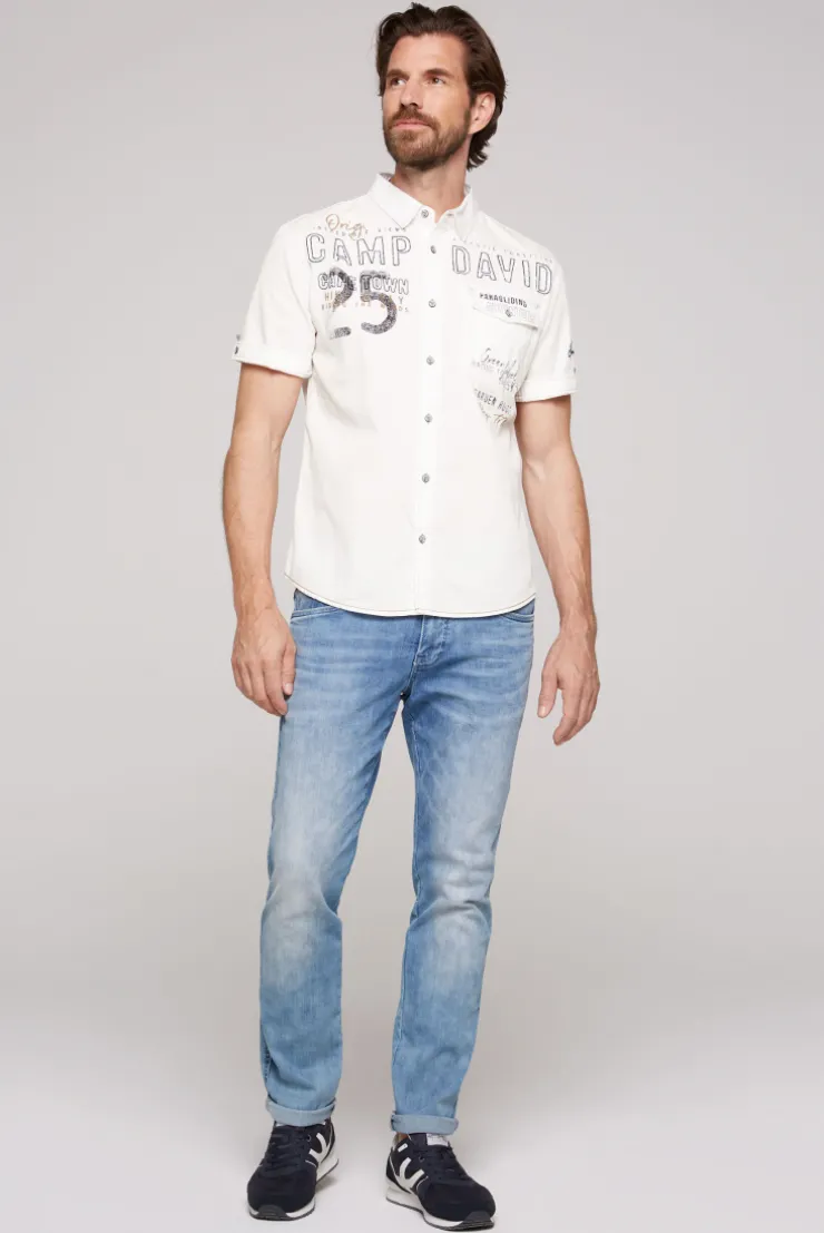 CAMP DAVID & SOCCX Kurzarmhemd mit Logo-Applikationen ivory Best