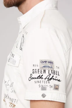 CAMP DAVID & SOCCX Kurzarmhemd mit Logo-Applikationen ivory Best