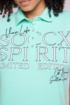 CAMP DAVID & SOCCX Kurzarmpolo aus Pikee mit Logo Print aqua green aquagreen Store