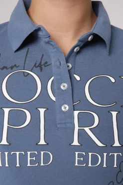 CAMP DAVID & SOCCX Kurzarmpolo aus Pikee mit Logo Print blue haze bluehaze Flash Sale