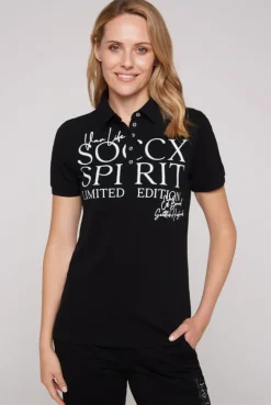 CAMP DAVID & SOCCX Kurzarmpolo aus Pikee mit Logo Print black Discount