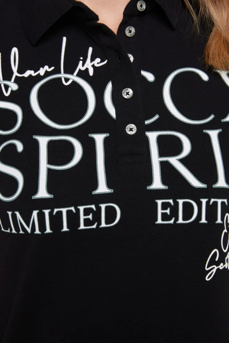 CAMP DAVID & SOCCX Kurzarmpolo aus Pikee mit Logo Print black Discount