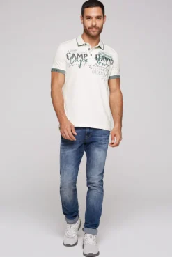 CAMP DAVID & SOCCX Kurzarmpolo mit Flockprint und Tapes ivory Store