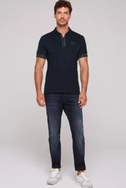 CAMP DAVID & SOCCX Kurzarmpolo mit Folienprints blue navy bluenavy Outlet