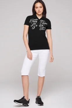 CAMP DAVID & SOCCX Kurzarmpolo mit Print und Pailletten black New