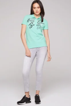 CAMP DAVID & SOCCX Kurzarmpolo mit Print und Pailletten neo aqua neoaqua Shop